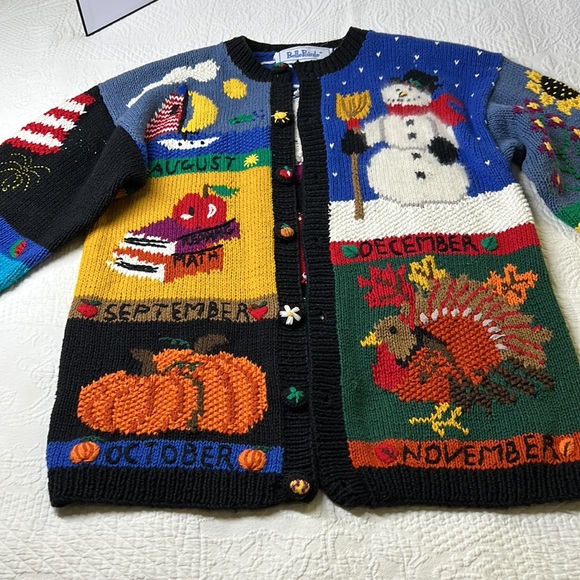 ⭐️Vintage Belle Pointe ramie cotton blend knitted cardigan 12 months holiday M - Picture 4 of 11